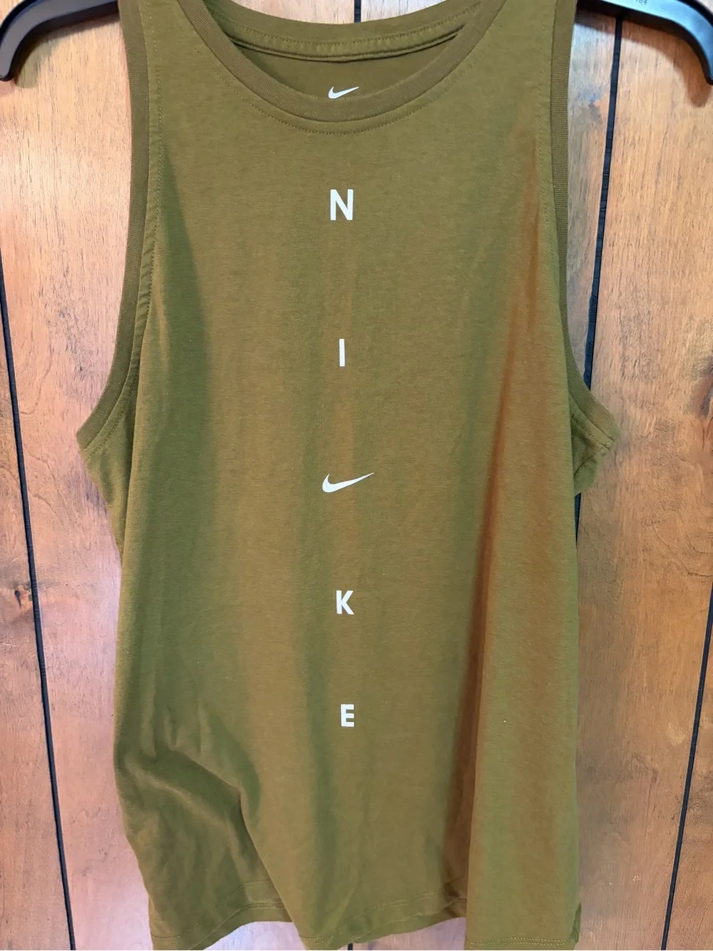 Nike Olive Dri-FIT Crew Tee with White Swoosh